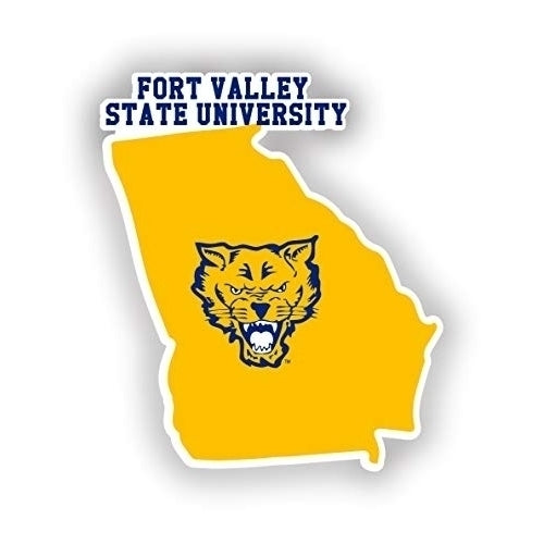 Fort Valley State University 4-Inch State Shape NCAA Vinyl Decal Sticker for Fans, Students, and Alumni Image 1