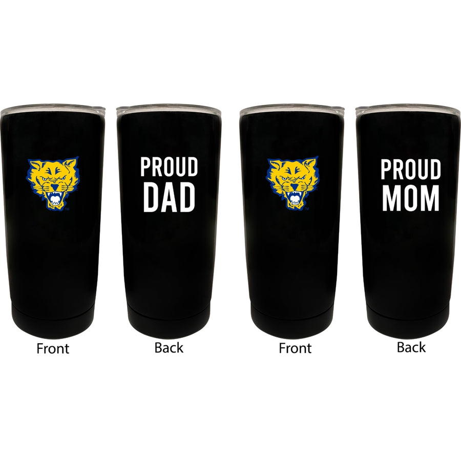 Fort Valley State University NCAA Insulated Tumbler - 16oz Stainless Steel Travel Mug Proud Mom and Dad Design Black Image 1