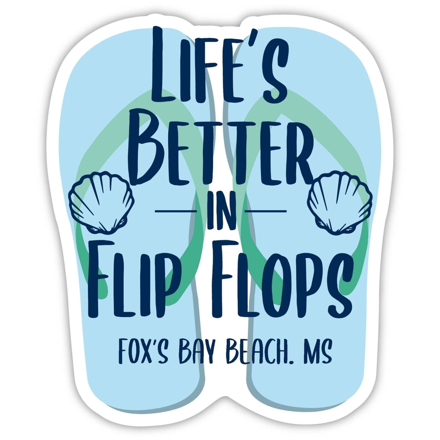 FoxS Bay Beach Montserrat Souvenir 4 Inch Vinyl Decal Sticker Flip Flop Design Image 1