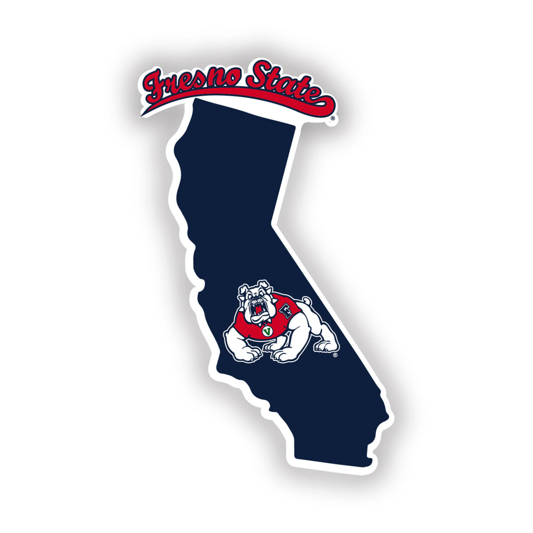 Fresno State Bulldogs 4-Inch State Shape NCAA Vinyl Decal Sticker for Fans, Students, and Alumni Image 1