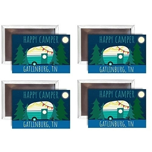 Gatlinburg Tennessee Souvenir 2x3-Inch Fridge Magnet Happy Camper Design 4-Pack Image 1