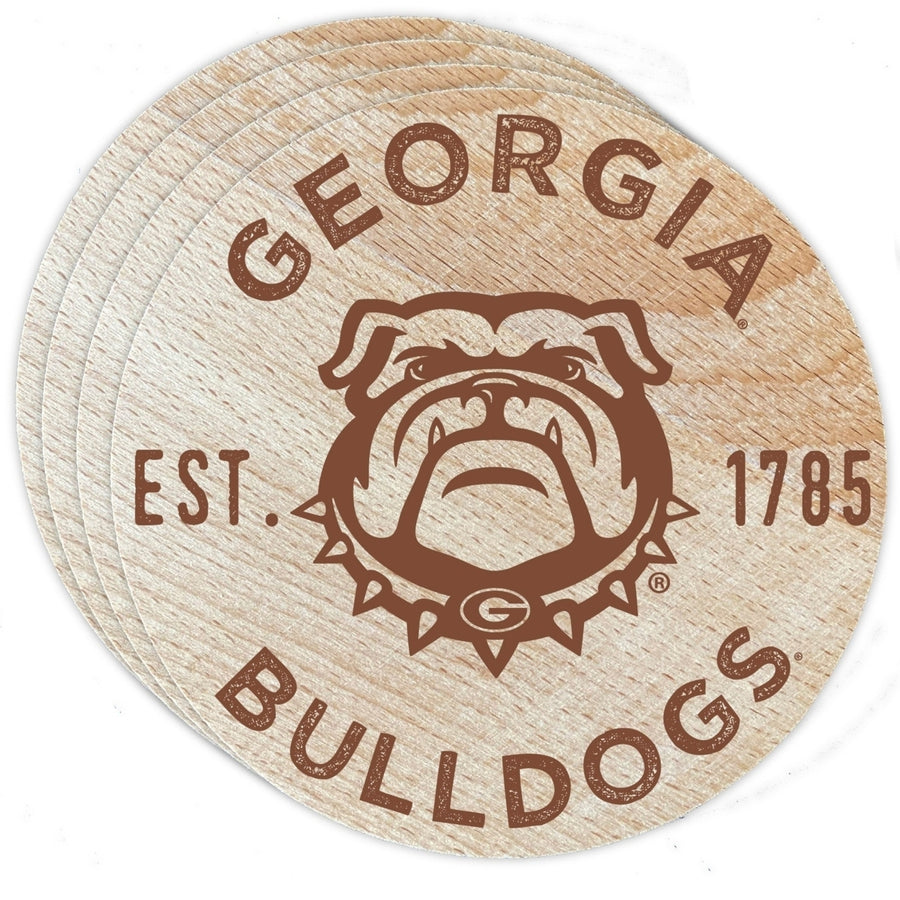 Georgia Bulldogs Officially Licensed Wood Coasters (4-Pack) - Laser Engraved, Never Fade Design Image 1