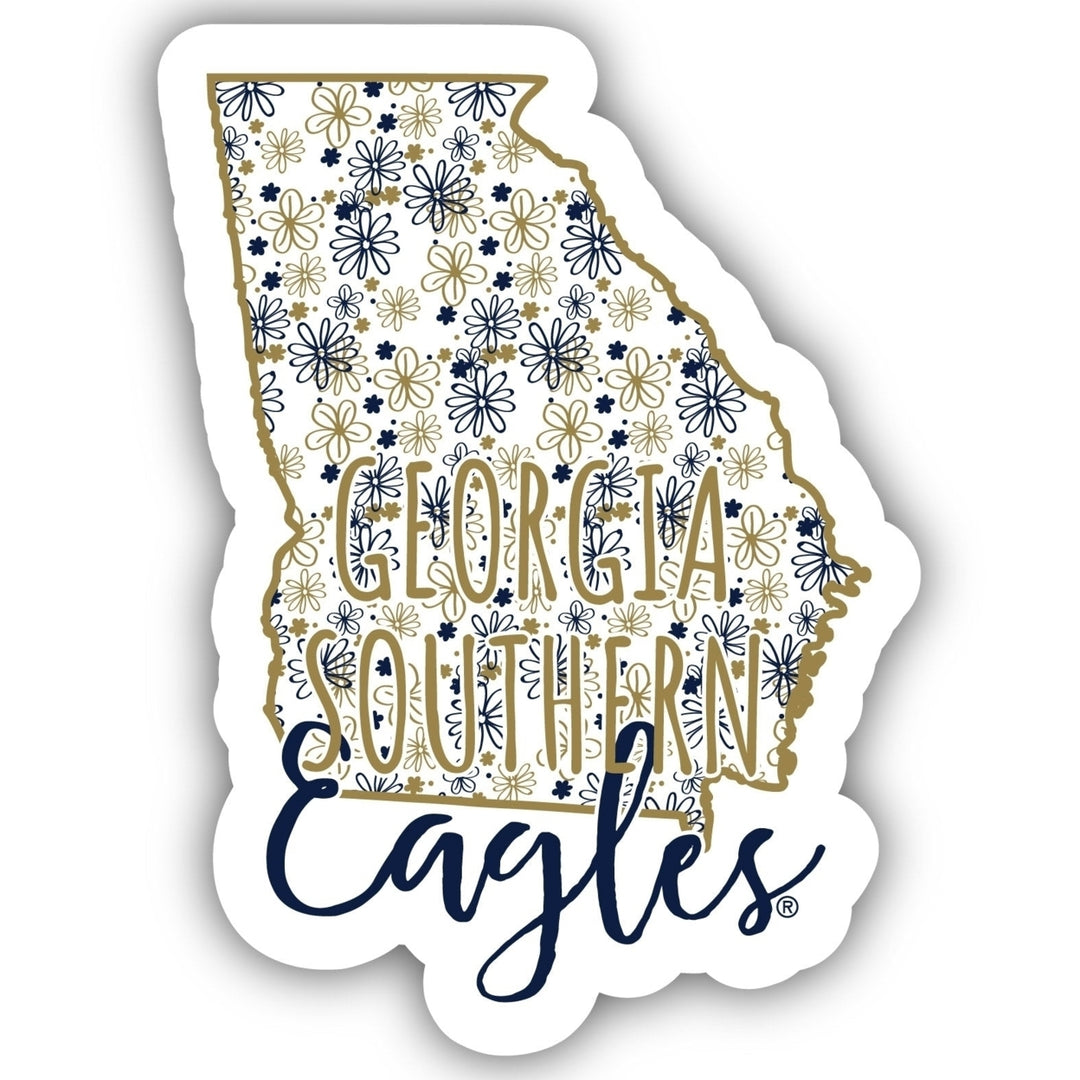 Georgia Southern Eagles 4-Inch State Shaped NCAA Floral Love Vinyl Sticker - Blossoming School Spirit Decal Image 1