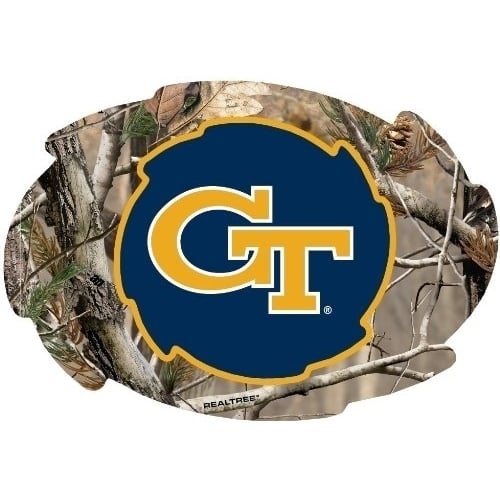 Georgia Tech Yellow Jackets Camo Design Swirl Shape 5x6-Inch NCAA High-Definition Magnet - Versatile Metallic Surface Image 1