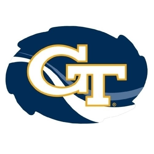 Georgia Tech Yellow Jackets Stripe Design Swirl Shape 5x6-Inch NCAA High-Definition Magnet - Versatile Metallic Surface Image 1