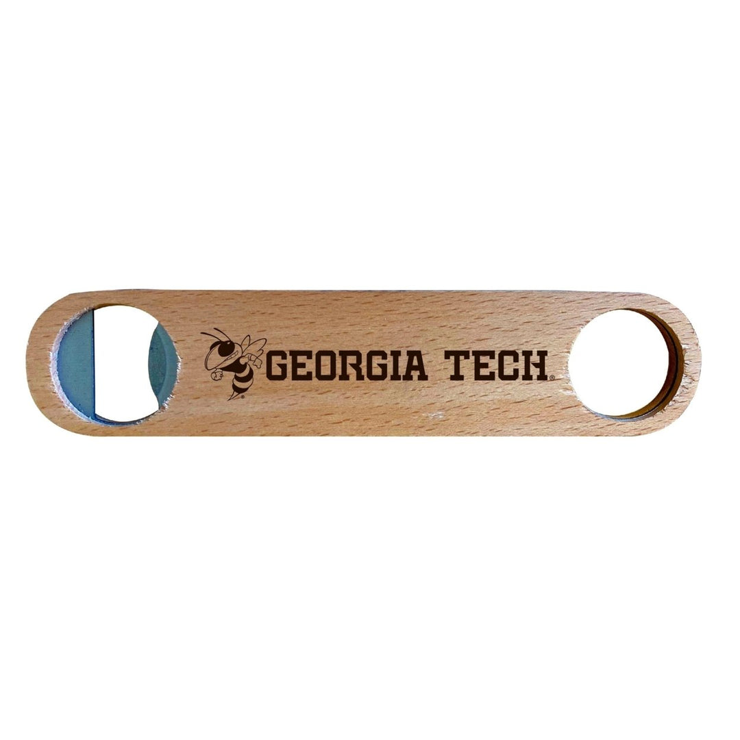 Georgia Tech Yellow Jackets NCAA Elegant Laser-Etched Wooden Bottle Opener - Collegiate Bar Accessory Image 1