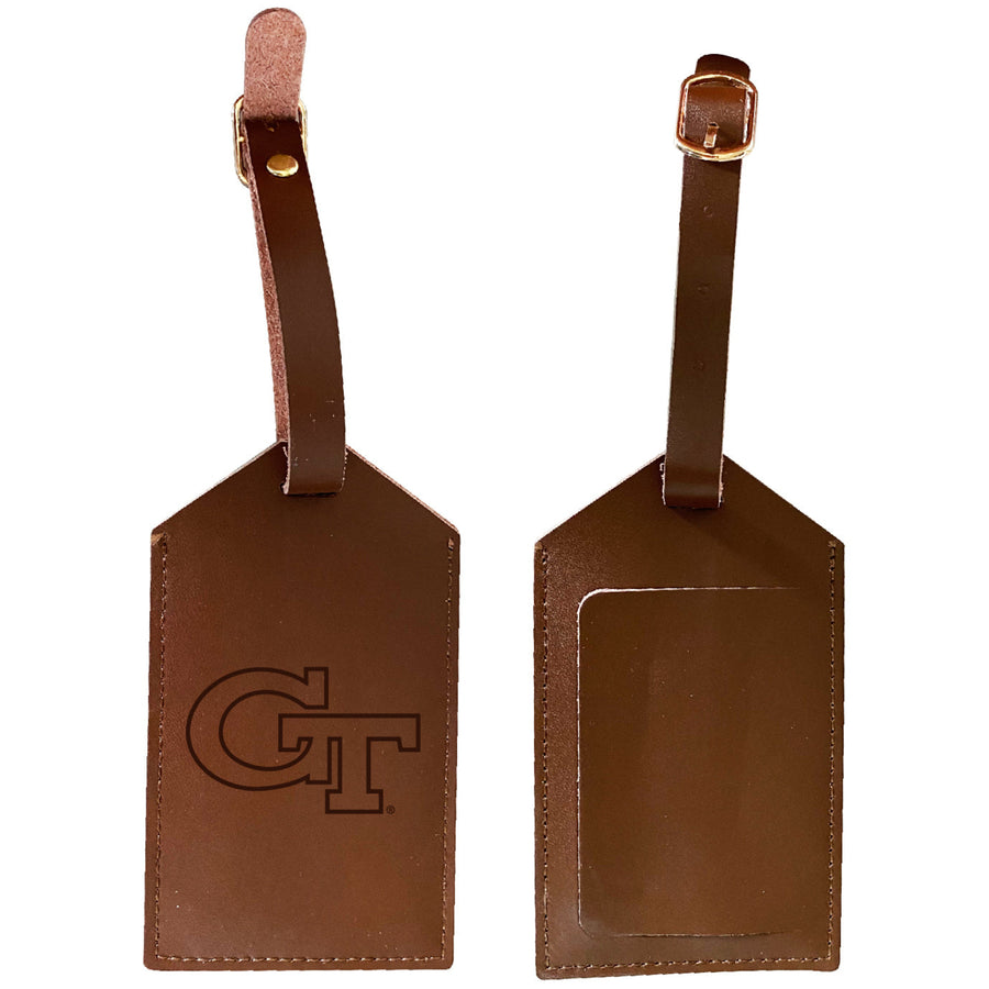 Elegant Georgia Tech Yellow Jackets NCAA Leather Luggage Tag with Engraved Logo Image 1