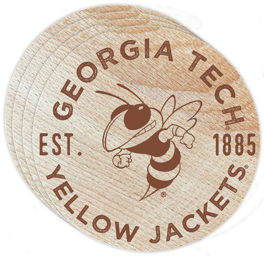 Georgia Tech Yellow Jackets Officially Licensed Wood Coasters (4-Pack) - Laser Engraved, Never Fade Design Image 1
