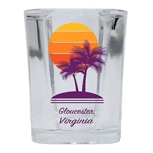 Gloucester Virginia Souvenir 2 Ounce Square Shot Glass Palm Design Image 1