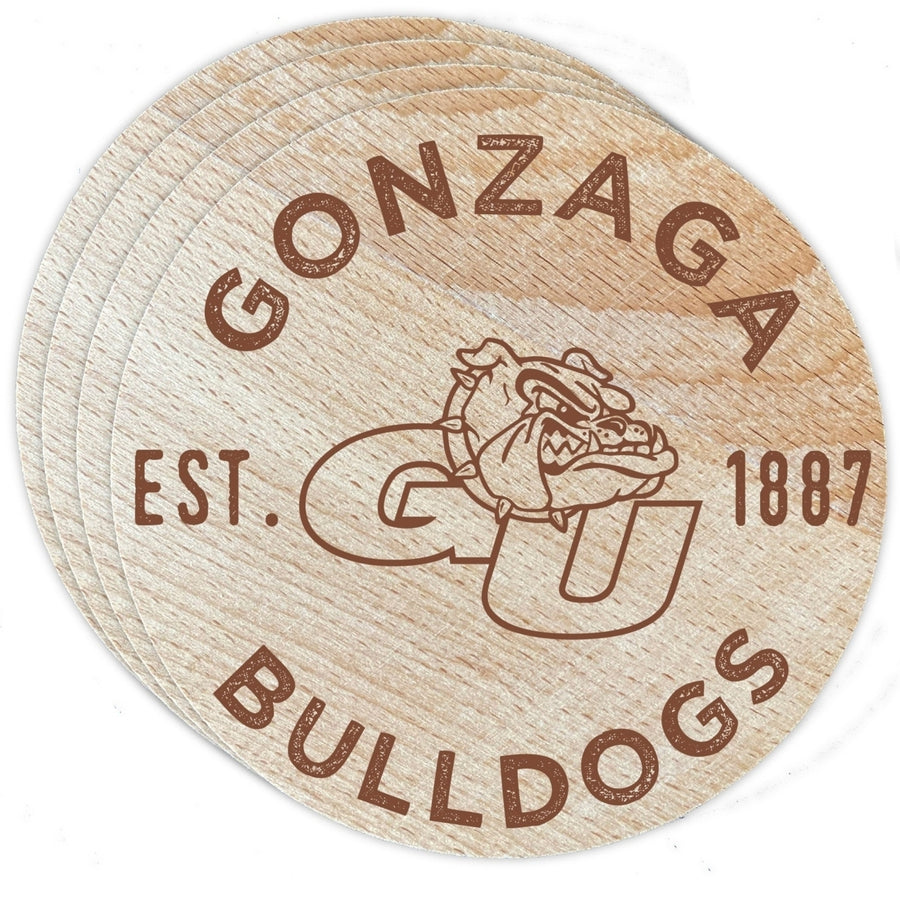 Gonzaga Bulldogs Officially Licensed Wood Coasters (4-Pack) - Laser Engraved, Never Fade Design Image 1