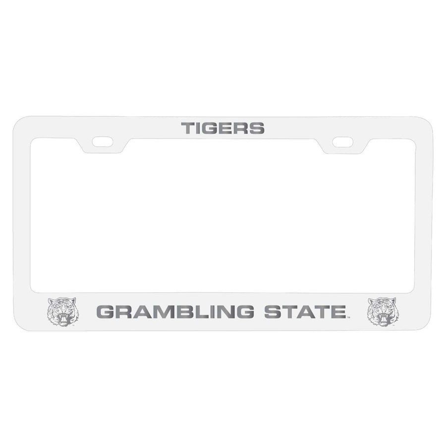Grambling State Tigers Etched Metal License Plate Frame Choose Your Color Image 1