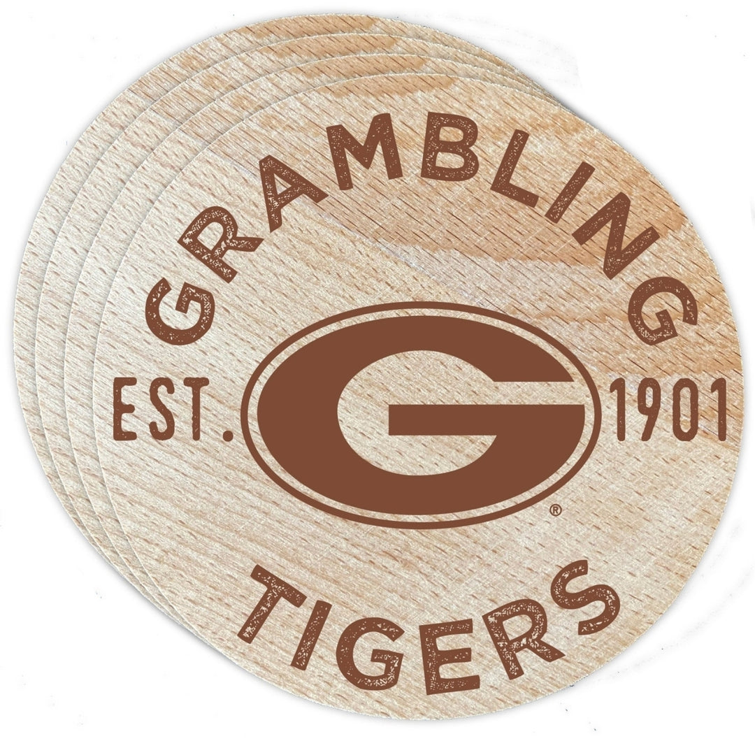 Grambling State Tigers Officially Licensed Wood Coasters (4-Pack) - Laser Engraved, Never Fade Design Image 1