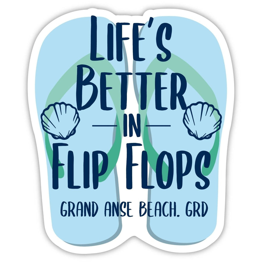 Grand Anse Beach Grenada Souvenir 4 Inch Vinyl Decal Sticker Flip Flop Design Image 1