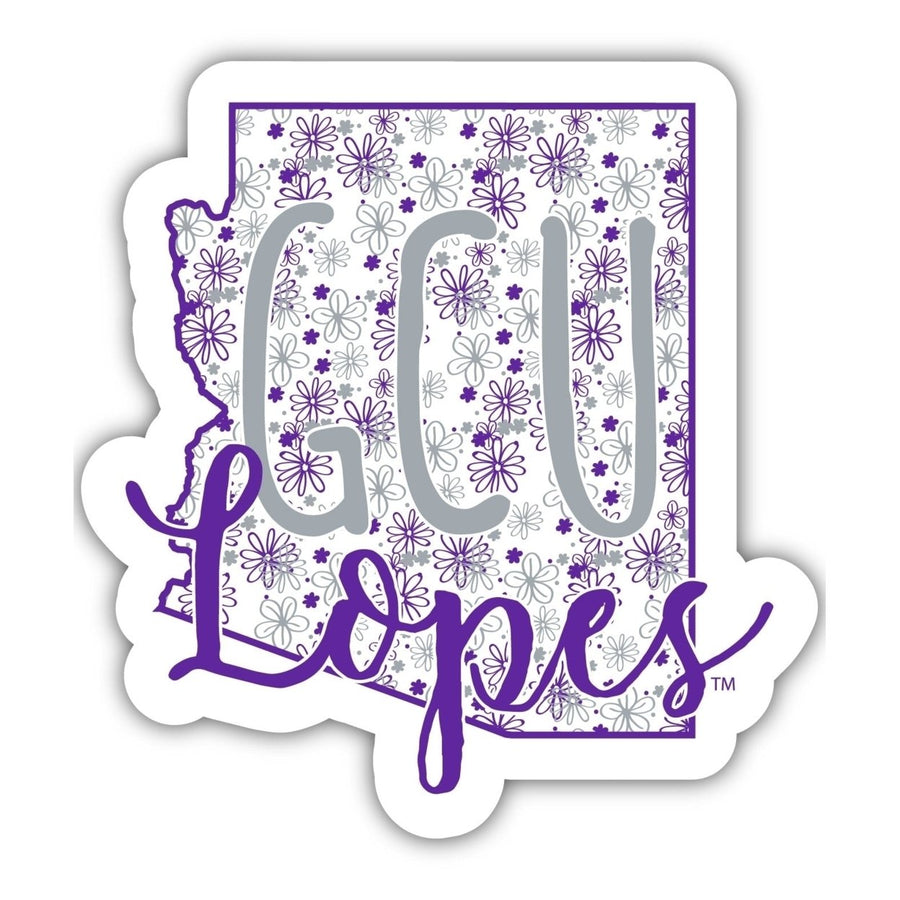 Grand Canyon University Lopes 4-Inch State Shaped NCAA Floral Love Vinyl Sticker - Blossoming School Spirit Decal Image 1