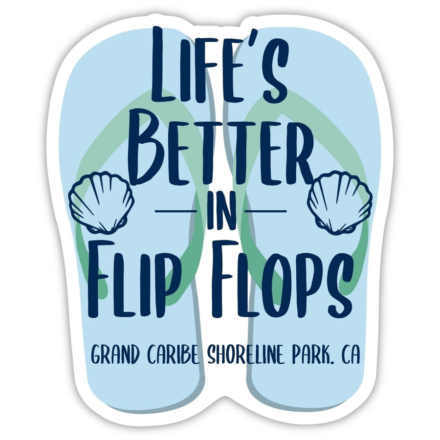 Grand Caribe Shoreline Park California Souvenir 4 Inch Vinyl Decal Sticker Flip Flop Design Image 1