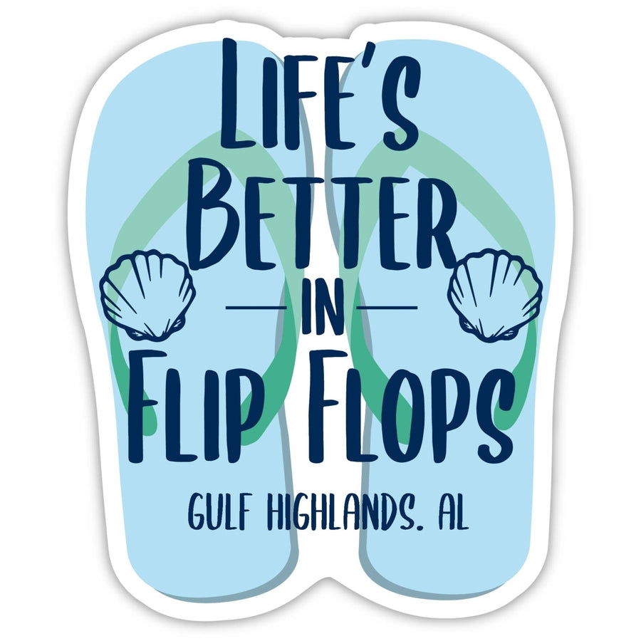 Gulf Highlands Alabama Souvenir 4 Inch Vinyl Decal Sticker Flip Flop Design Image 1