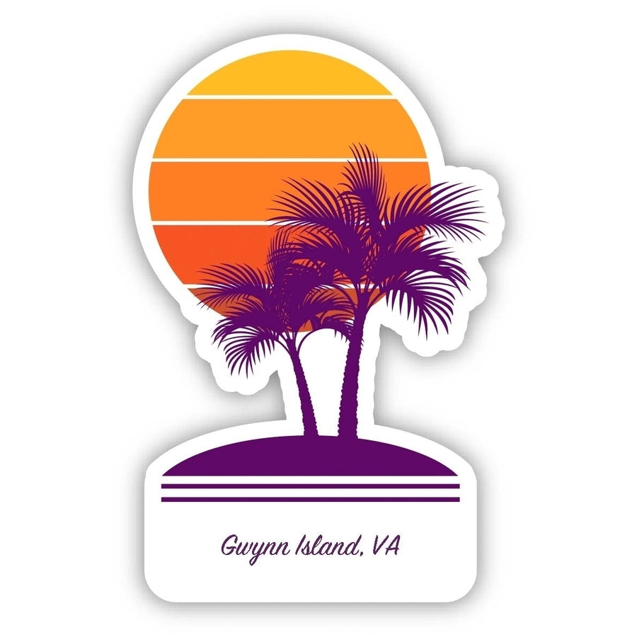 Gwynn Island Virginia Souvenir 4 Inch Vinyl Decal Sticker Palm design Image 1