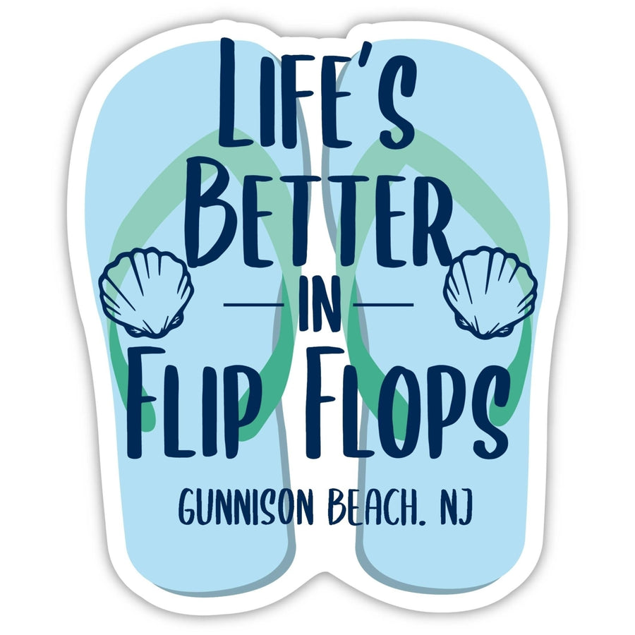 Gunnison Beach  Jersey Souvenir 4 Inch Vinyl Decal Sticker Flip Flop Design Image 1