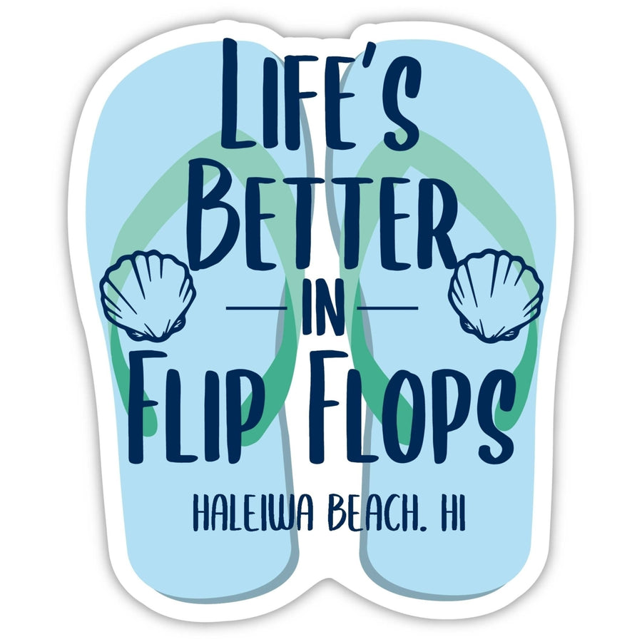 Haleiwa Beach Hawaii Souvenir 4 Inch Vinyl Decal Sticker Flip Flop Design Image 1