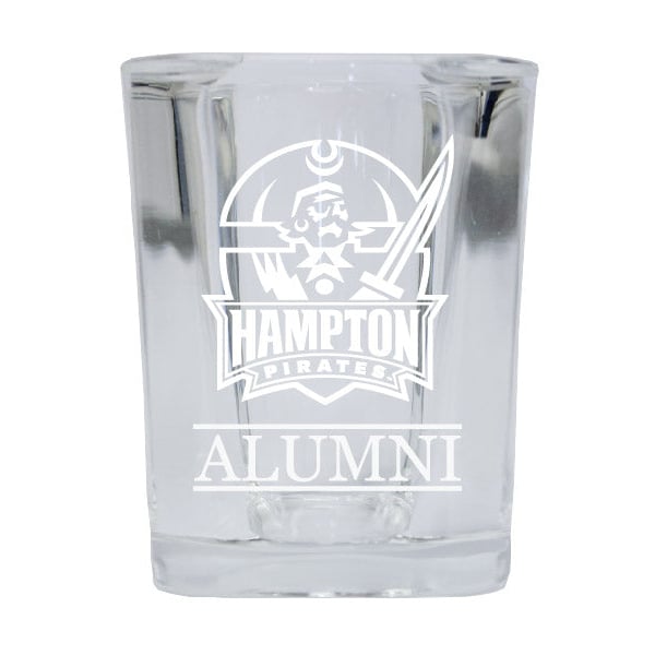 NCAA Hampton University Alumni 2oz Laser Etched Square Shot Glass Image 1