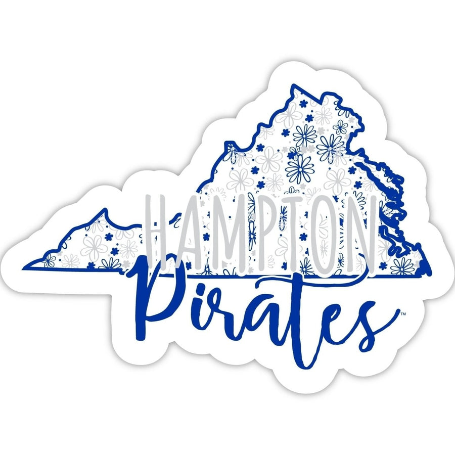 Hampton University 4-Inch State Shaped NCAA Floral Love Vinyl Sticker - Blossoming School Spirit Decal Image 1