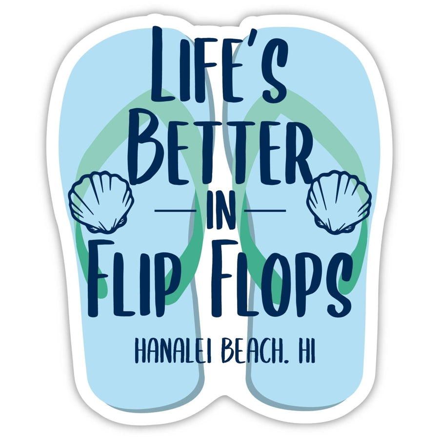 Hanalei Beach Hawaii Souvenir 4 Inch Vinyl Decal Sticker Flip Flop Design Image 1