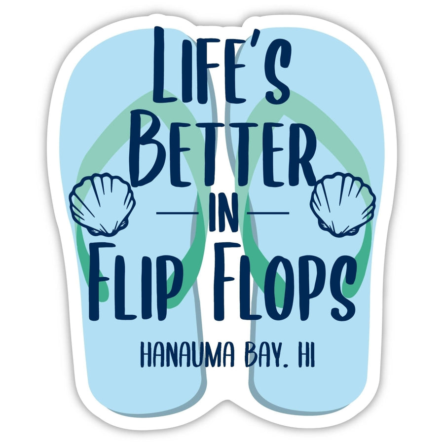 Hanauma Bay Hawaii Souvenir 4 Inch Vinyl Decal Sticker Flip Flop Design Image 1