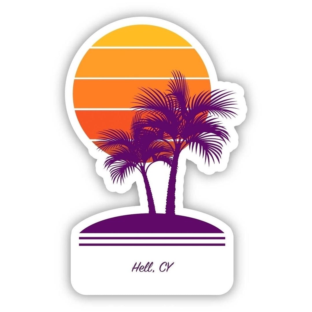 Hell Cayman Islands Souvenir 4 Inch Vinyl Decal Sticker Palm design Image 1