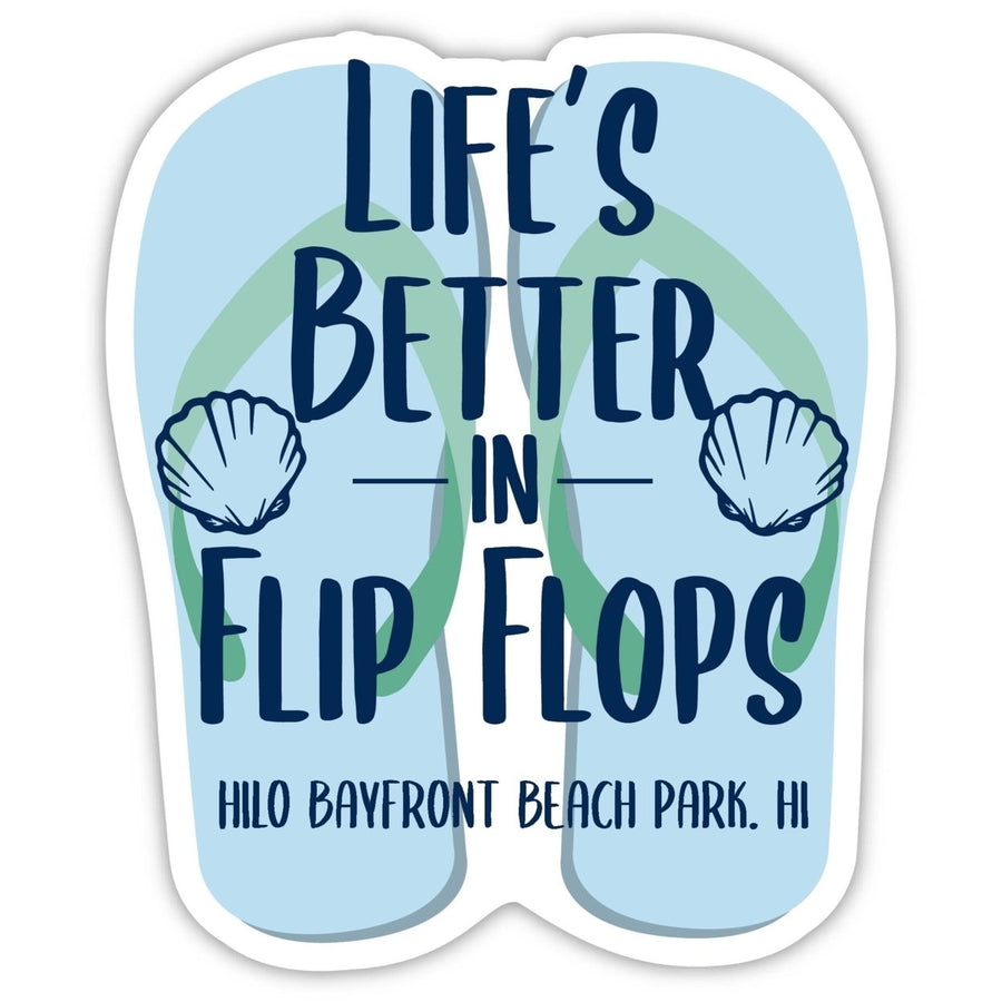 Hilo Bayfront Beach Park Hawaii Souvenir 4 Inch Vinyl Decal Sticker Flip Flop Design Image 1