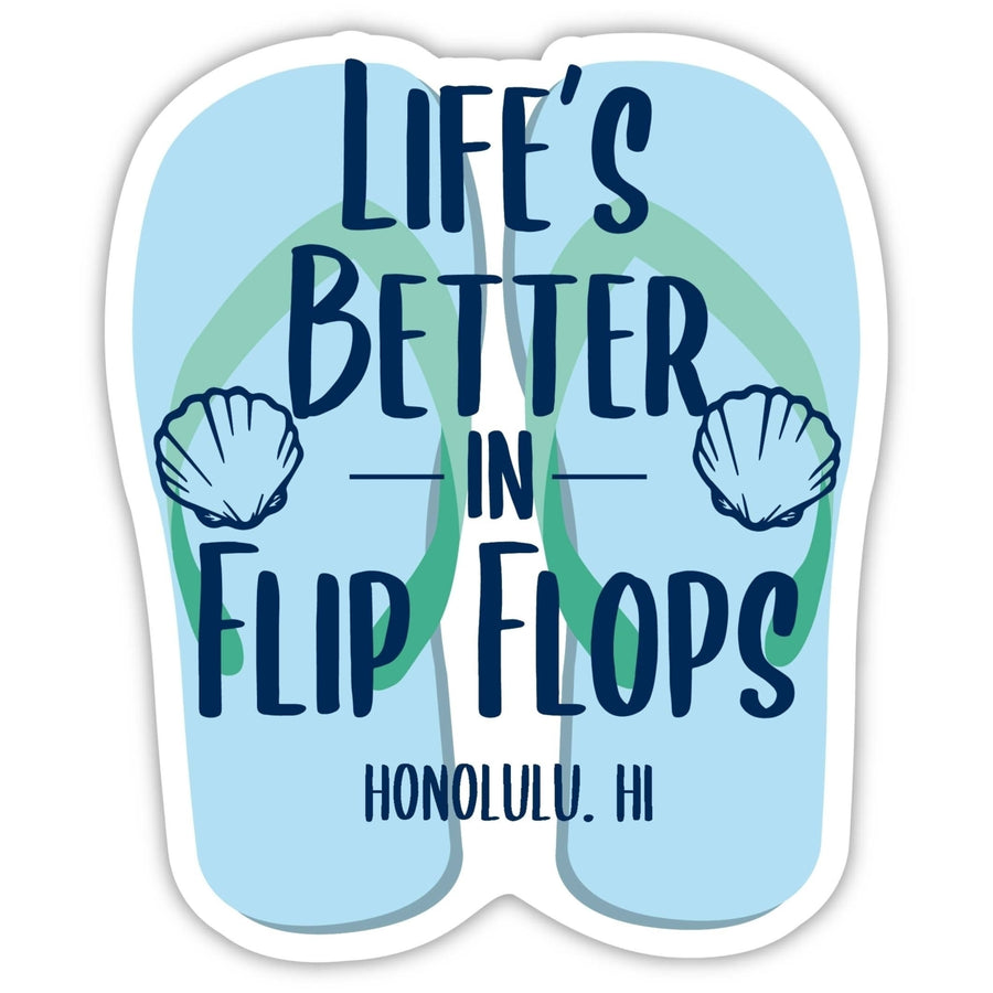 Honolulu Hawaii Souvenir 4 Inch Vinyl Decal Sticker Flip Flop Design Image 1