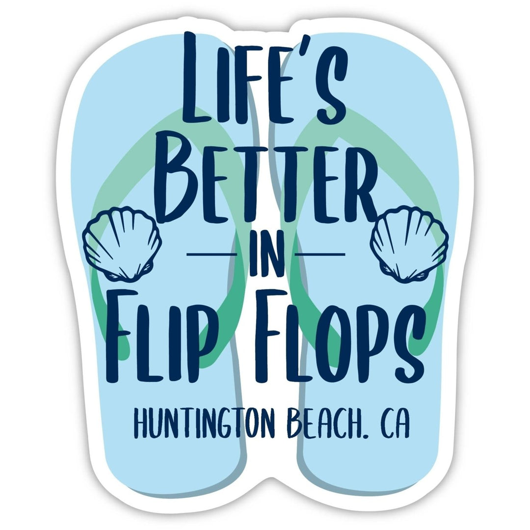 Huntington Beach California Souvenir 4 Inch Vinyl Decal Sticker Flip Flop Design Image 1