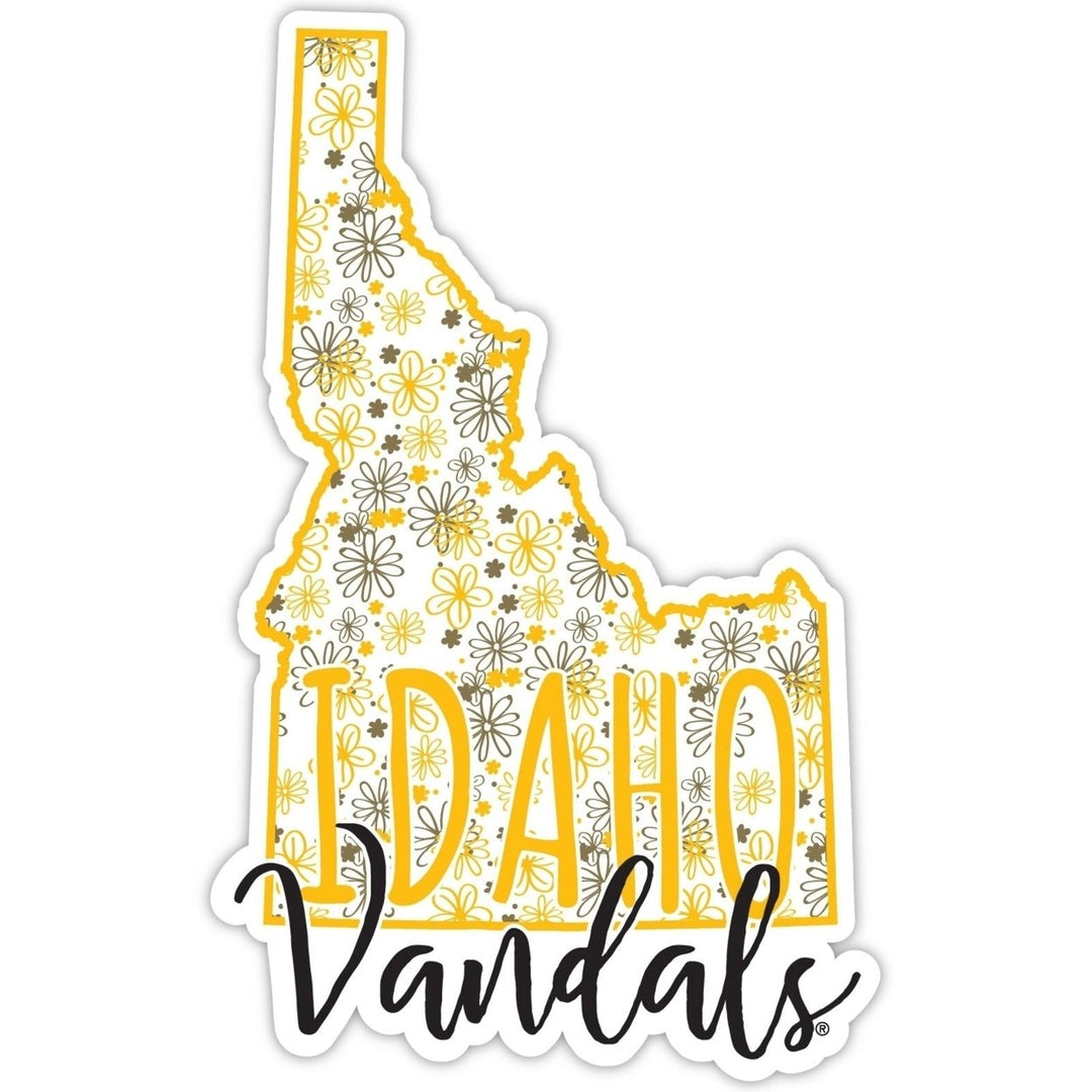 Idaho Vandals 4-Inch State Shaped NCAA Floral Love Vinyl Sticker - Blossoming School Spirit Decal Image 1