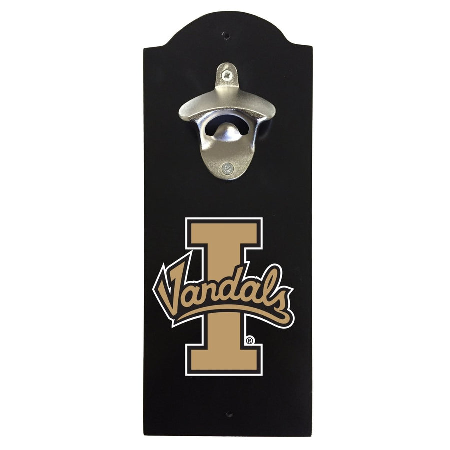 Idaho Vandals Wall-Mounted Bottle Opener  Sturdy Metal with Decorative Wood Base for Home Bars, Rec Rooms and Fan Caves Image 1