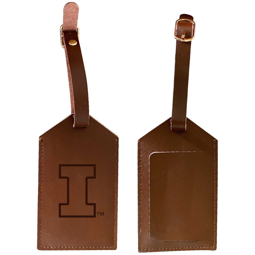 Elegant Illinois Fighting Illini NCAA Leather Luggage Tag with Engraved Logo Image 1