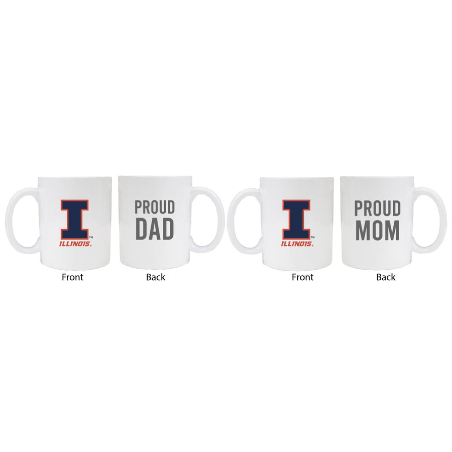 Illinois Fighting Illini Proud Mom And Dad White Ceramic Coffee Mug 2 pack (White) Image 1