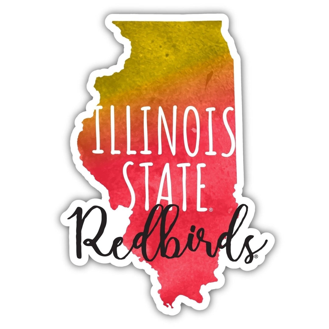 Illinois State Redbirds 4-Inch Watercolor State Shaped NCAA Vinyl Decal Sticker for Fans, Students, and Alumni Image 1