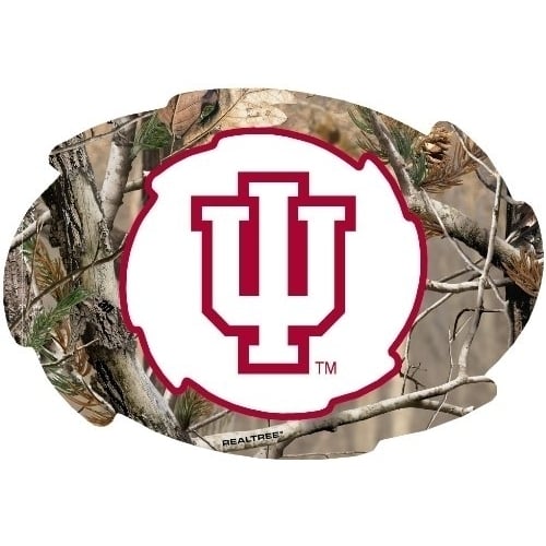 Indiana Hoosiers Camo Design Swirl Shape 5x6-Inch NCAA High-Definition Magnet - Versatile Metallic Surface Adornment Image 1