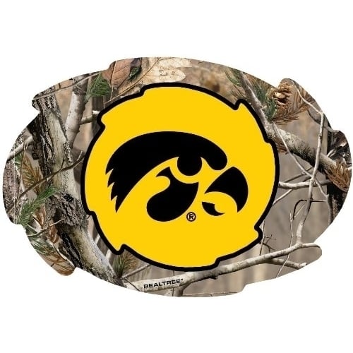 Iowa Hawkeyes Camo Design Swirl Shape 5x6-Inch NCAA High-Definition Magnet - Versatile Metallic Surface Adornment Image 1