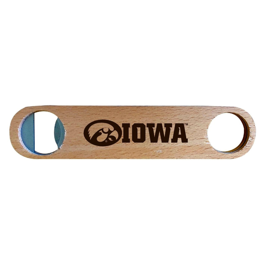 Iowa Hawkeyes NCAA Elegant Laser-Etched Wooden Bottle Opener - Collegiate Bar Accessory Image 1