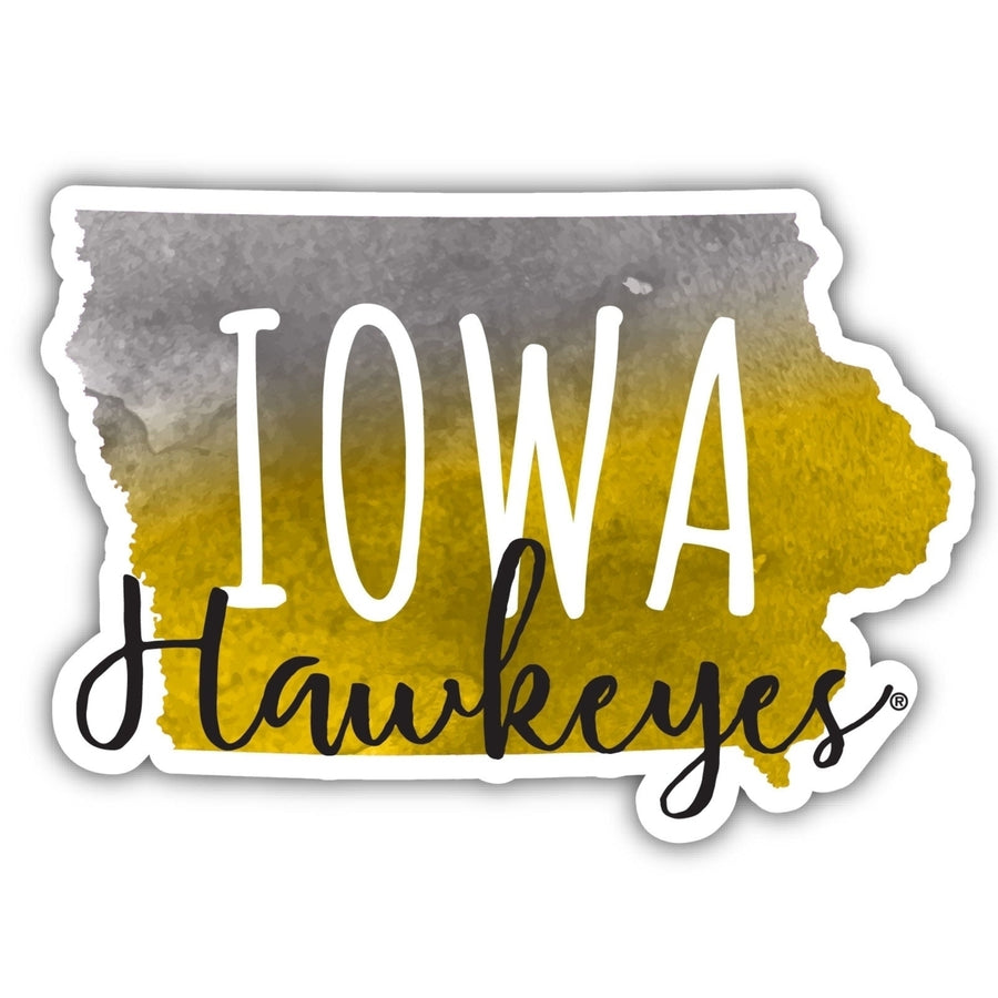 Iowa Hawkeyes 2-Inch on one of its sides Watercolor Design NCAA Durable School Spirit Vinyl Decal Sticker Image 1