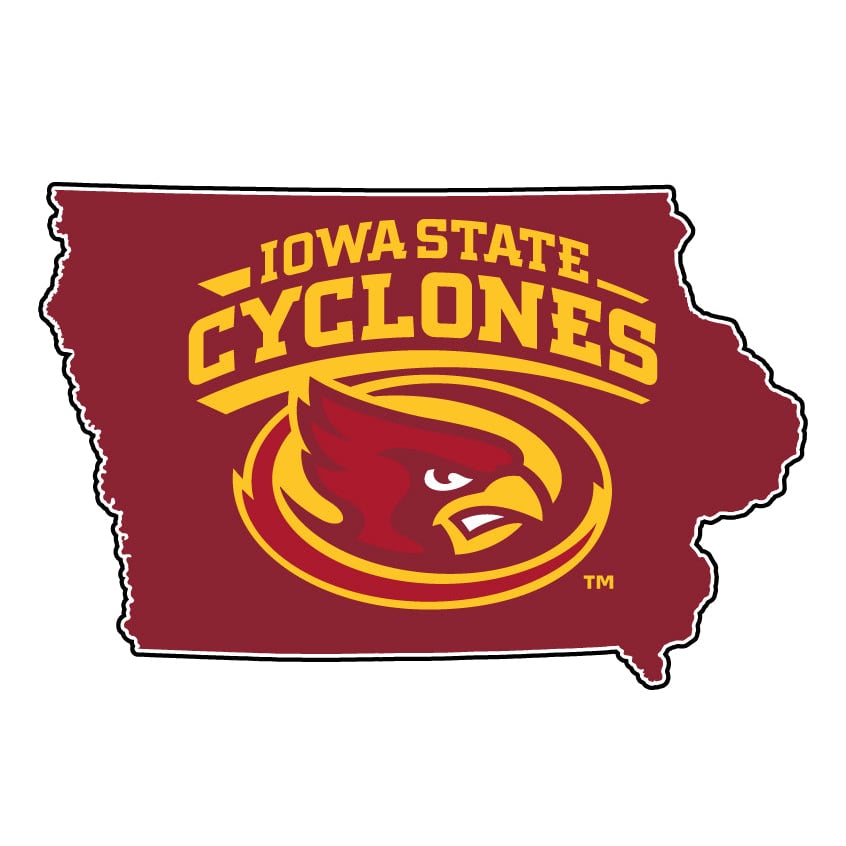 Iowa State Cyclones 4-Inch State Shape NCAA Vinyl Decal Sticker for Fans, Students, and Alumni Image 1