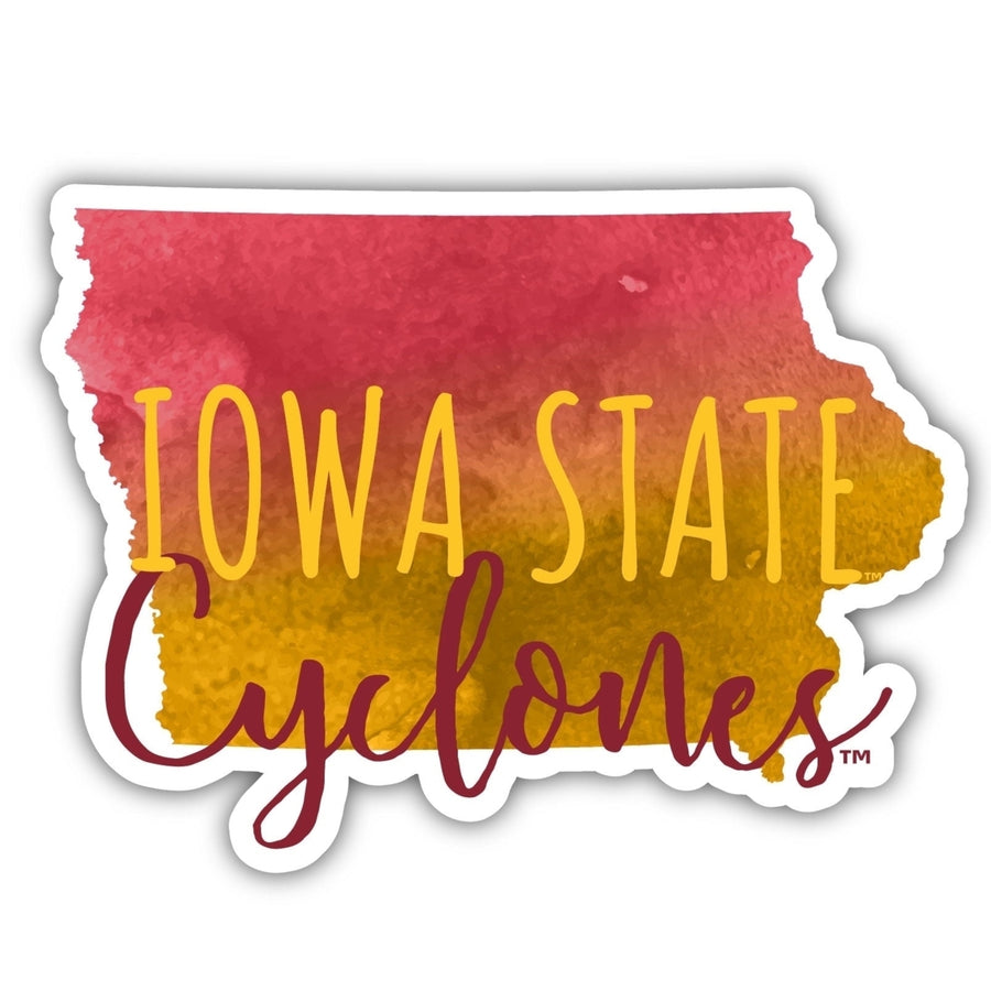 Iowa State Cyclones 2-Inch on one of its sides Watercolor Design NCAA Durable School Spirit Vinyl Decal Sticker Image 1