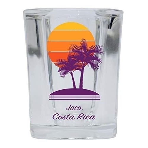 Jaco Costa Rica Souvenir 2 Ounce Square Shot Glass Palm Design Image 1