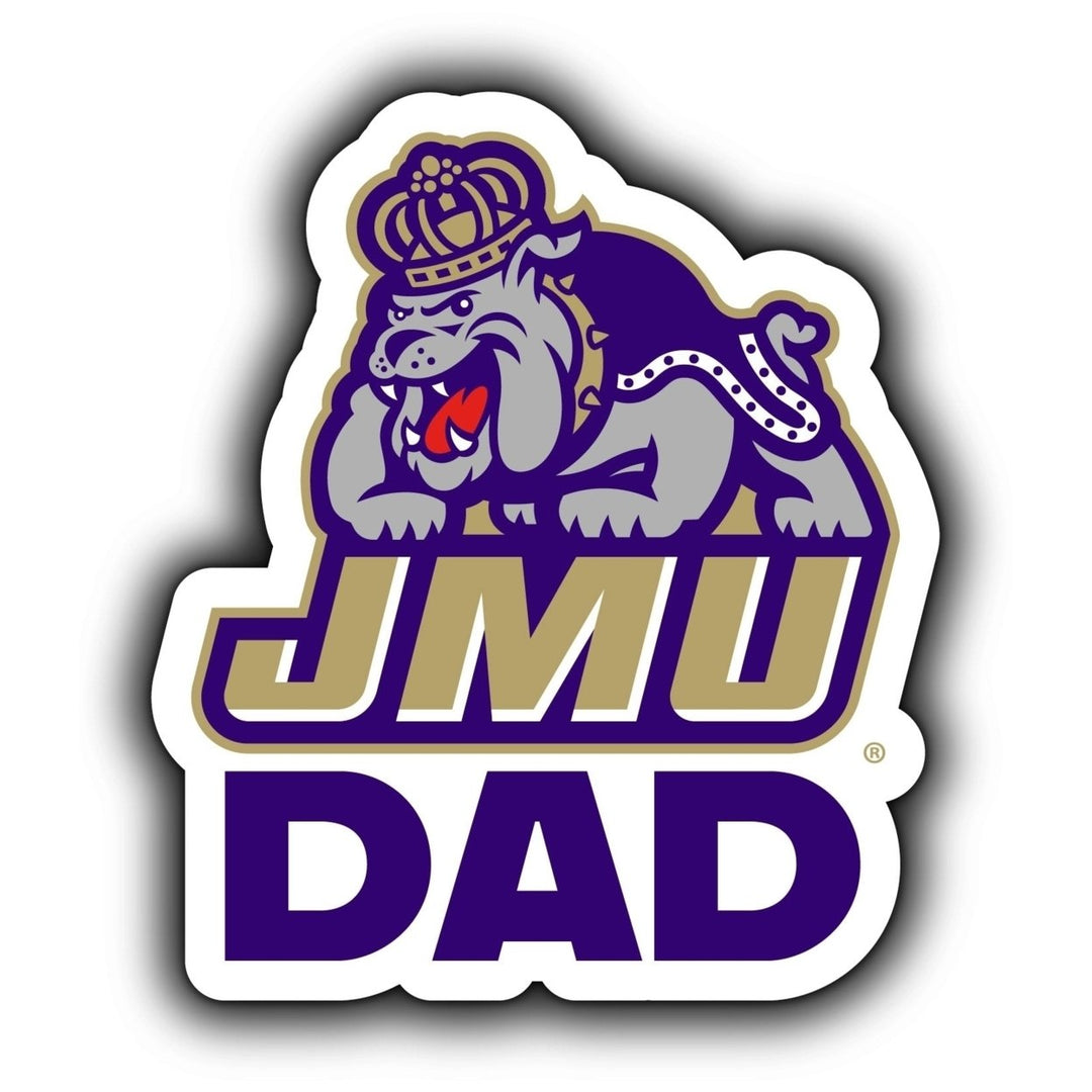 James Madison Dukes 4-Inch Proud Dad NCAA - Durable School Spirit Vinyl Decal Perfect Image 1