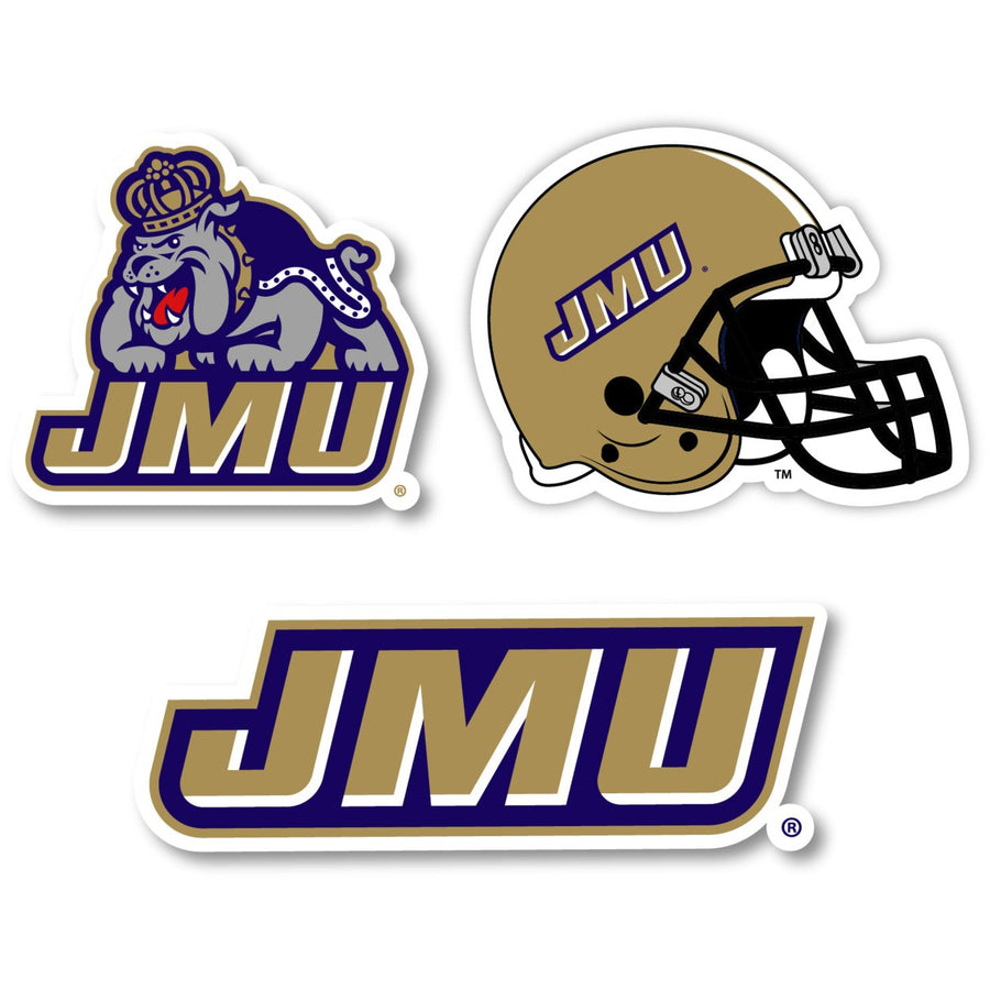 James Madison Dukes 3 Pack 4-Inch Each NCAA Durable School Spirit Vinyl Decal Sticker Image 1