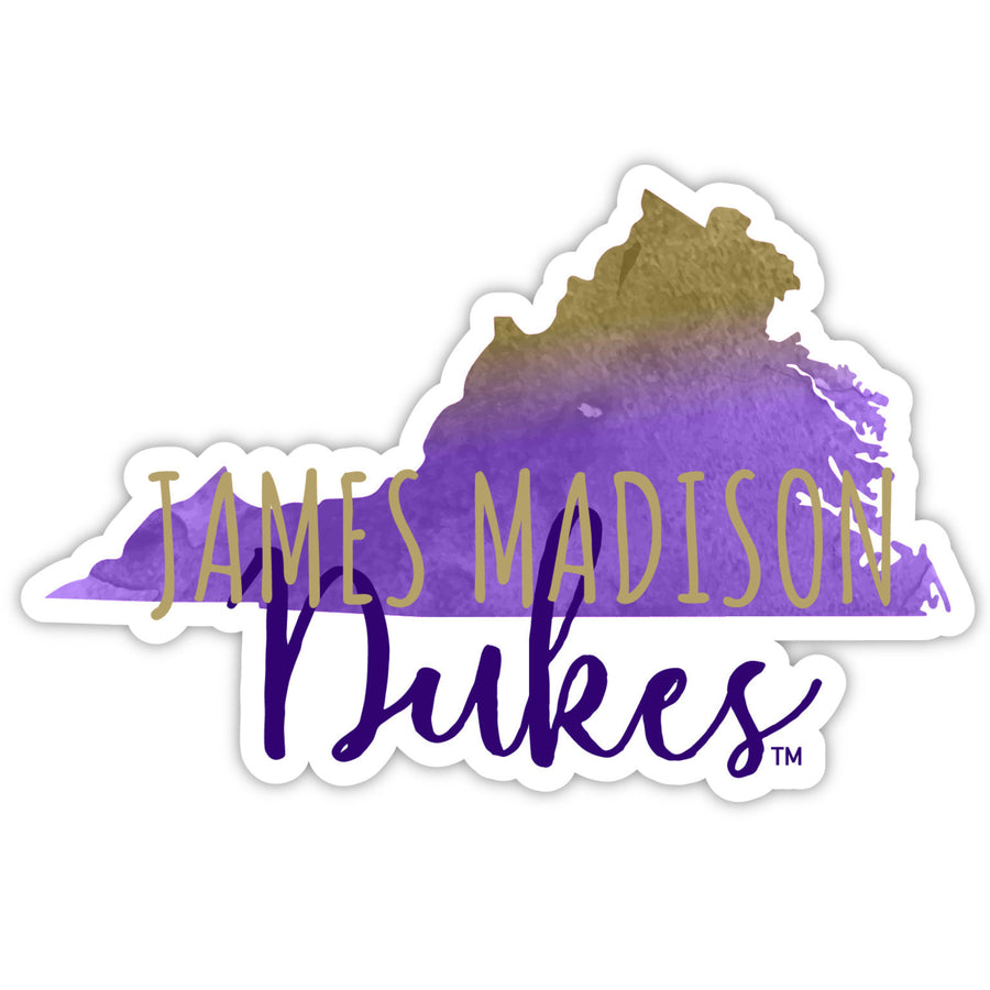 James Madison Dukes 2-Inch on one of its sides Watercolor Design NCAA Durable School Spirit Vinyl Decal Sticker Image 1