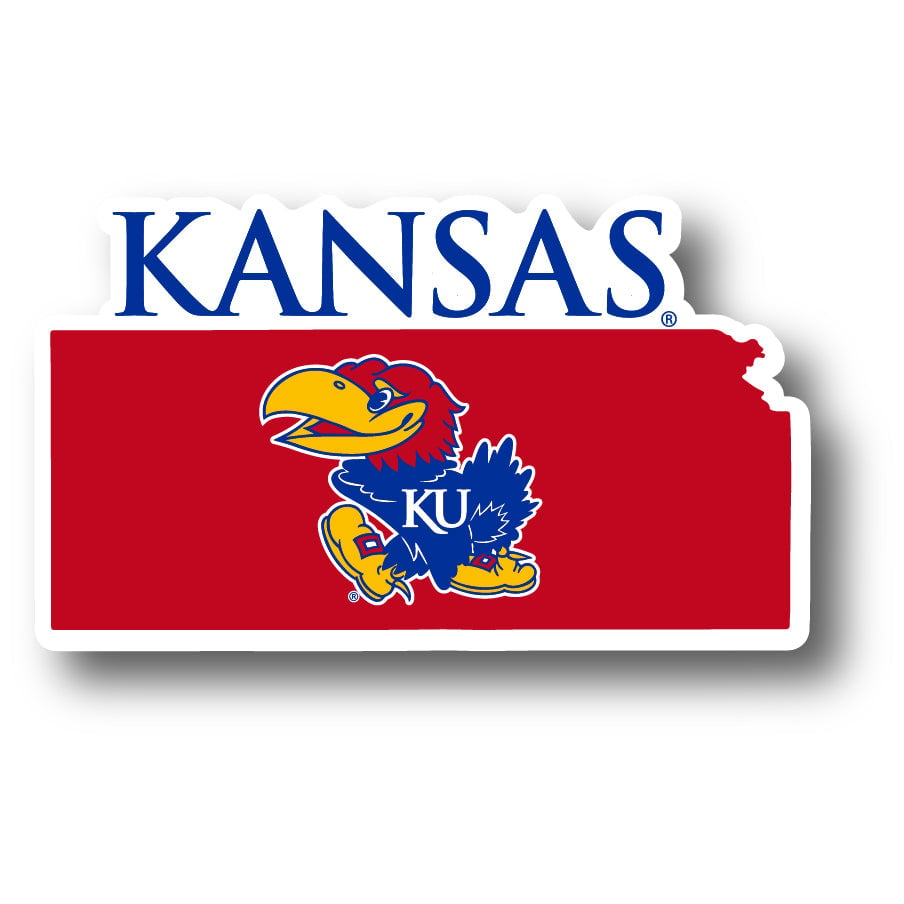 Kansas Jayhawks 4-Inch State Shape NCAA Vinyl Decal Sticker for Fans, Students, and Alumni Image 1