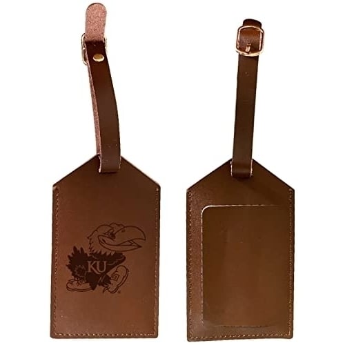 Elegant Kansas Jayhawks NCAA Leather Luggage Tag with Engraved Logo Image 1