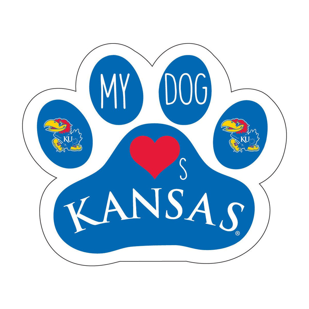 Kansas Jayhawks 4-Inch Dog Paw NCAA Vinyl Decal Sticker for Fans, Students, and Alumni Image 1