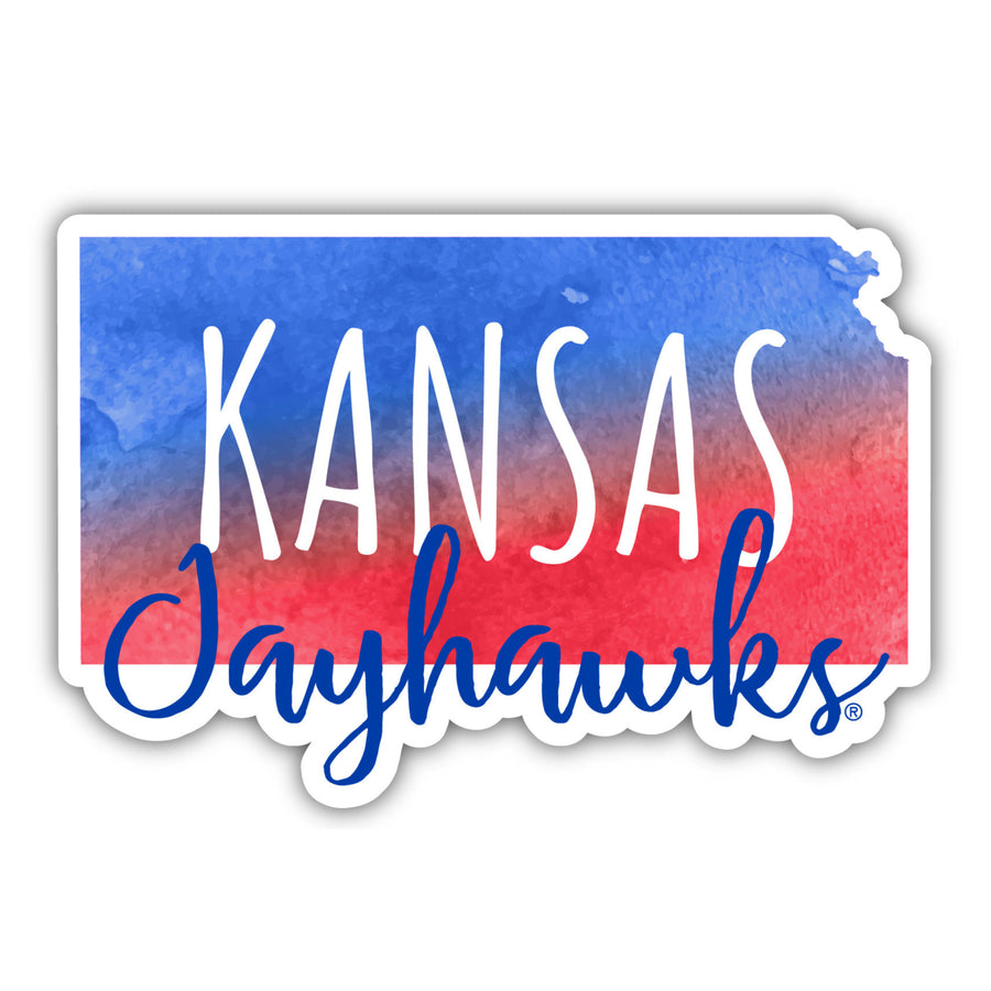 Kansas Jayhawks 2-Inch on one of its sides Watercolor Design NCAA Durable School Spirit Vinyl Decal Sticker Image 1